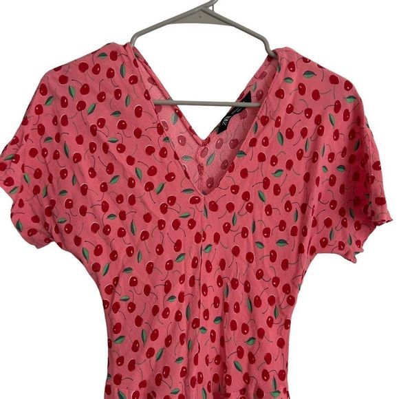 Zara Cherry Print Mini Dress M - Picture 5 of 11